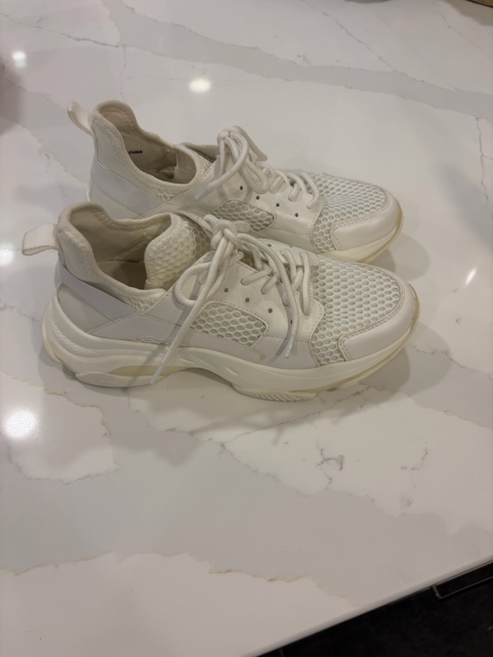 Steve Madden White Mesh Lace-Up Chunky Sneakers